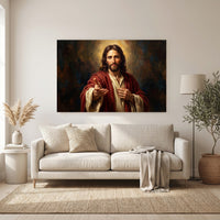 Jesus Christ Portrait Oil Painting Style Canvas Print Wall Art, Inspirational - Mockup Display 11
