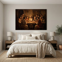 Classic Religious Last Supper Oil Painting Style Canvas Print Wall Art, Sacred Scene - Mockup Display 11