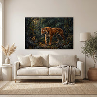 Majestic Tiger in Lush Jungle Realistic Canvas Print Wall Art, Nature-Inspired Decor - Mockup Display 11