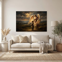 Guardian Angel and Child Religious Oil Painting Style Canvas Print Wall Art - Mockup Display 11