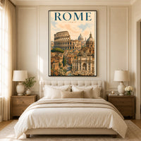 Historic Rome Cityscape Illustration Canvas Print Wall Art, Iconic Italy - Mockup Display 11