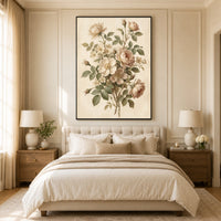 Vintage Floral Rose Bouquet Oil Painting Style Canvas Print Wall Art for Home - Mockup Display 11