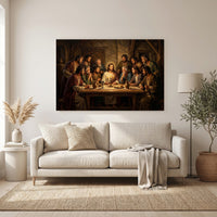 Last Supper Biblical Scene Oil Painting Style Canvas Print Wall Art, Inspirational Decor - Mockup Display 11