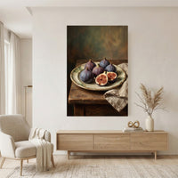 Rustic Figs Still Life Oil Painting Style Canvas Print Wall Art, Home Decor - Mockup Display 11