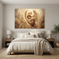 Serene Angelic Embrace Oil Painting Style Canvas Print Wall Art for Peace - Mockup Display 11