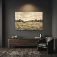 Rustic Field Landscape Oil Painting Style Canvas Print Wall Art for Serene Decor - Mockup Display 12