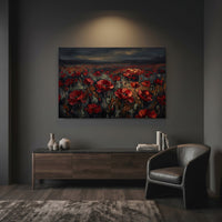 Dramatic Red Poppy Field Impasto Style Canvas Print Wall Art, Vibrant Decor - Mockup Display 12