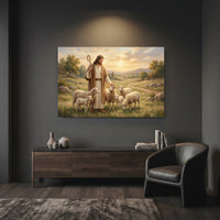 Jesus the Good Shepherd Oil Painting Style Canvas Print Wall Art for Devotion - Mockup Display 12