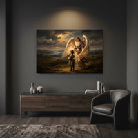Guardian Angel and Child Religious Oil Painting Style Canvas Print Wall Art - Mockup Display 12