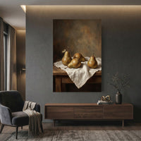 Realistic Pears Still Life Oil Painting Style Canvas Print Wall Art for Kitchen Decor - Mockup Display 12