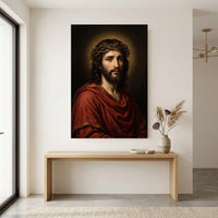 Jesus Christ Crown of Thorns Oil Painting Style Canvas Print Wall Art, Sacred Home Decor - Mockup Display 12
