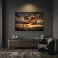 Weathered American Flag Oil Painting Style Canvas Print Wall Art for Rustic Decor - Mockup Display 12