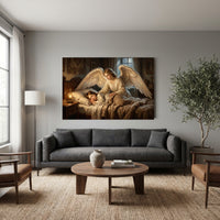 Classical Guardian Angel Child Oil Painting Style Canvas Print Wall Art, Divine Serenity - Mockup Display 12
