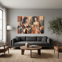 Abstract Cubist Women Figures Modern Canvas Print Wall Art, Elegant Decor - Mockup Display 12