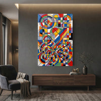 Abstract Geometric Cubist Style Canvas Print Wall Art Modern Dynamic Decor - Mockup Display 12
