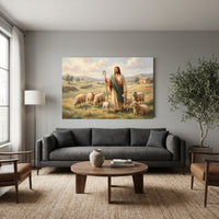 Good Shepherd Jesus Oil Painting Style Canvas Print Wall Art for Faith Decor - Mockup Display 12