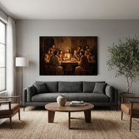 Classic Religious Last Supper Oil Painting Style Canvas Print Wall Art, Sacred Scene - Mockup Display 12