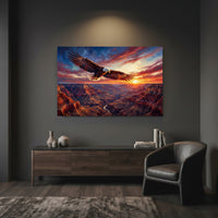 Majestic Bald Eagle Grand Canyon Oil Painting Style Canvas Print Wall Art Sunset - Mockup Display 12