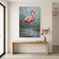 Majestic Flamingo Oil Painting Style Canvas Print Wall Art for Nature Lovers - Mockup Display 12