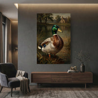 Mallard Duck Pond Rustic Landscape Oil Painting Style Canvas Print Wall Art Decor - Mockup Display 12