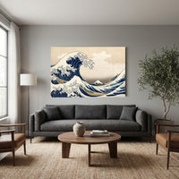 Iconic Japanese Great Wave Ukiyo-e Style Canvas Print Wall Art, Timeless Classic - Mockup Display 12