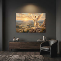 Majestic Angel Sunset Oil Painting Style Canvas Print Wall Art for Serene Home Decor - Mockup Display 12