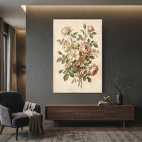 Vintage Floral Rose Bouquet Oil Painting Style Canvas Print Wall Art for Home - Mockup Display 12