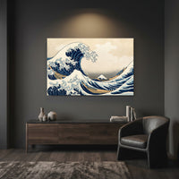 Japanese Great Wave Ukiyo-e Art Print Canvas Print Wall Art Coastal Decor Style - Mockup Display 12