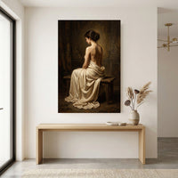Classical Draped Woman Oil Painting Style Canvas Print Wall Art, Elegant Decor - Mockup Display 12