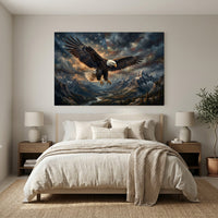 Majestic Bald Eagle Soaring Oil Painting Style Canvas Print Wall Art, Patriotic - Mockup Display 12
