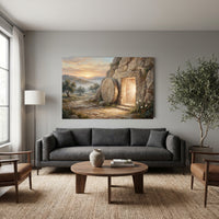 Empty Tomb Resurrection Oil Painting Style Canvas Print Wall Art, Divine Decor - Mockup Display 12