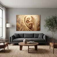 Serene Angelic Embrace Oil Painting Style Canvas Print Wall Art for Peace - Mockup Display 12