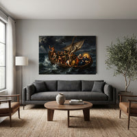 Jesus Calms the Storm Classic Spiritual Canvas Print Wall Art - Dramatic - Mockup Display 12