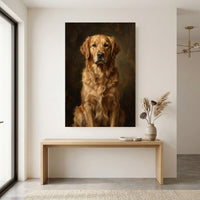 Regal Golden Retriever Oil Painting Style Canvas Print Wall Art, Timeless Home Decor - Mockup Display 12