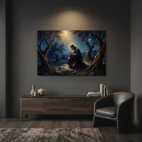 Jesus in Gethsemane Oil Painting Style Canvas Print Wall Art, Divine Light - Mockup Display 12