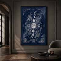 Mystical Moon Phases Botanical Intricate Celestial Canvas Print Wall Art, Spiritual Decor - Mockup Display 13