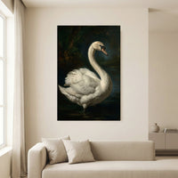 Majestic White Swan Oil Painting Style Canvas Print Wall Art, Elegant Nature Decor - Mockup Display 13