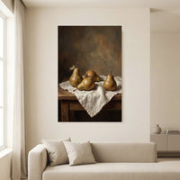 Realistic Pears Still Life Oil Painting Style Canvas Print Wall Art for Kitchen Decor - Mockup Display 13