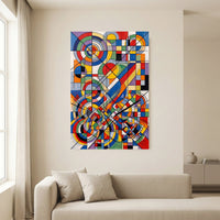 Abstract Geometric Cubist Style Canvas Print Wall Art Modern Dynamic Decor - Mockup Display 13