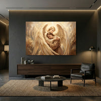 Serene Angelic Embrace Oil Painting Style Canvas Print Wall Art for Peace - Mockup Display 13