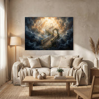 Heavenly Stairway Oil Painting Style Canvas Print Wall Art for Serenity - Mockup Display 13