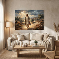Jesus Christ Divine Light Oil Painting Style Canvas Print Wall Art, Inspirational Decor - Mockup Display 13