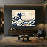 Iconic Japanese Great Wave Ukiyo-e Style Canvas Print Wall Art, Timeless Classic - Mockup Display 13