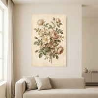 Vintage Floral Rose Bouquet Oil Painting Style Canvas Print Wall Art for Home - Mockup Display 13