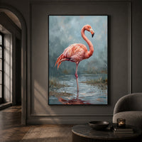 Majestic Flamingo Oil Painting Style Canvas Print Wall Art for Nature Lovers - Mockup Display 13