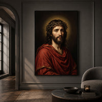 Jesus Christ Crown of Thorns Oil Painting Style Canvas Print Wall Art, Sacred Home Decor - Mockup Display 13