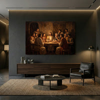 Classic Religious Last Supper Oil Painting Style Canvas Print Wall Art, Sacred Scene - Mockup Display 13
