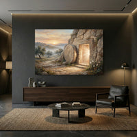 Empty Tomb Resurrection Oil Painting Style Canvas Print Wall Art, Divine Decor - Mockup Display 13