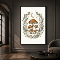 Whimsical Mushroom Folk Art Canvas Print Wall Art, Botanical Forest Decor - Mockup Display 13