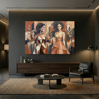 Abstract Cubist Women Figures Modern Canvas Print Wall Art, Elegant Decor - Mockup Display 13